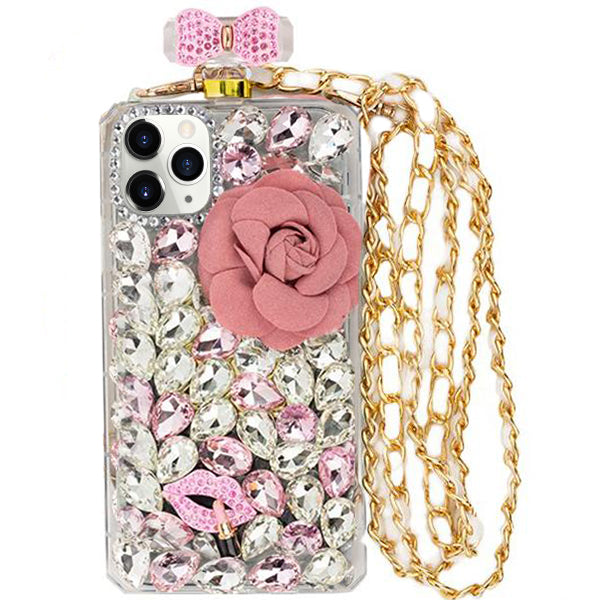 Handmade Bling Pink Flower Bottle Case IPhone 12 Pro Max