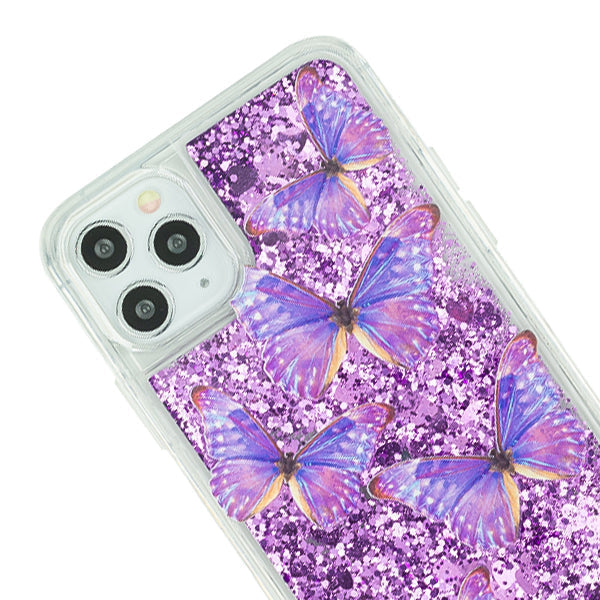 Butterflies Purple Liquid Case Iphone 13 Pro Max