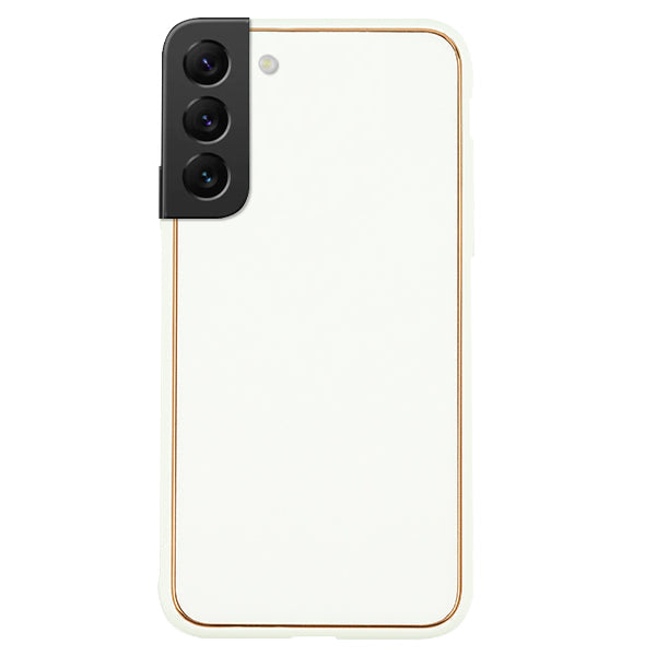 Leather Style White Gold Case Samsung S22