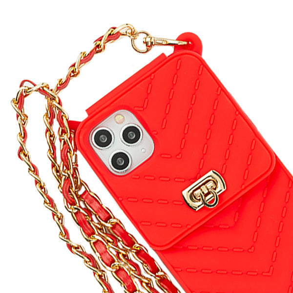 CrossBody Silicone Pouch Red Iphone 12/12 Pro
