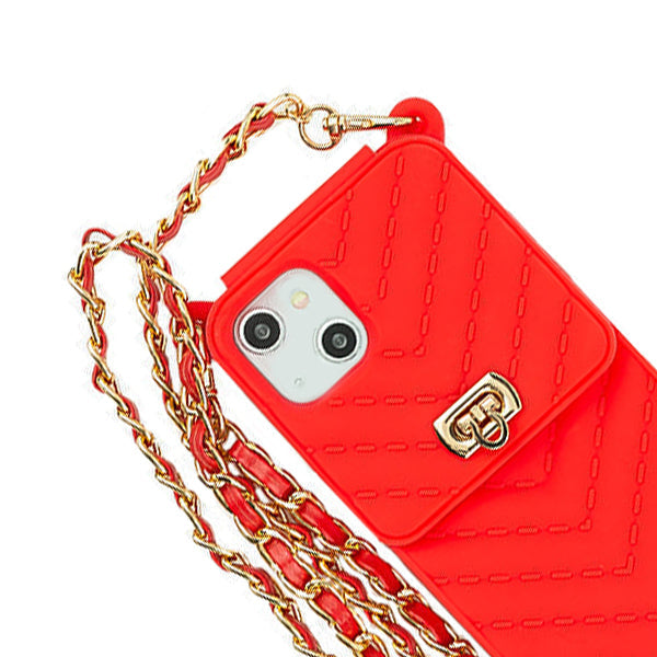 CrossBody Silicone Pouch Red Iphone 13 Mini