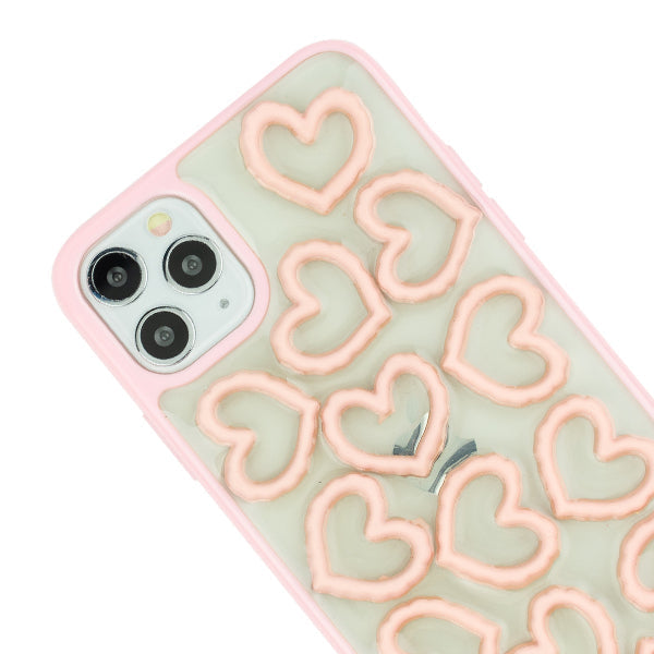 3D Hearts Pink Case Iphone 11 Pro