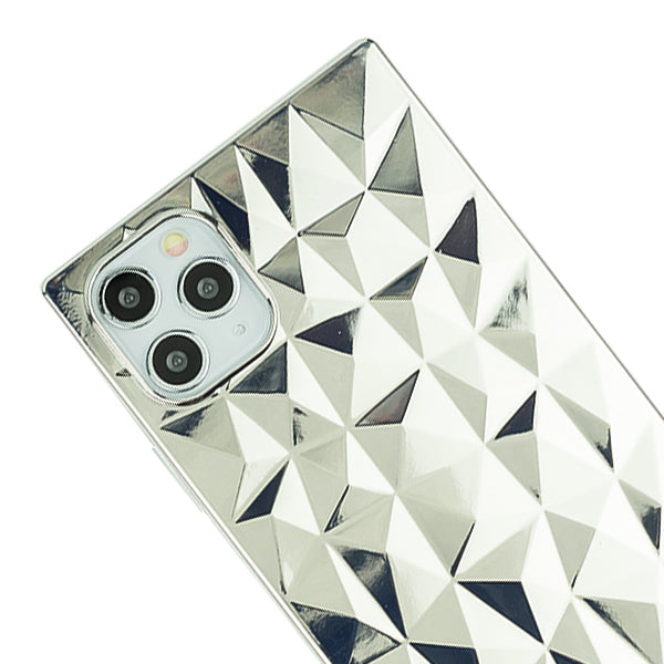 Square Box Triangle Tpu Skin Silver Chrome  Case Iphone 11 Pro Max