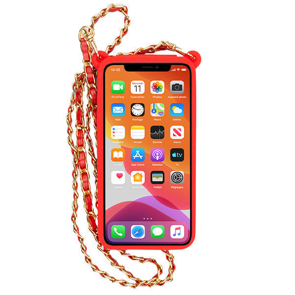 CrossBody Silicone Pouch Red Iphone 13 Mini
