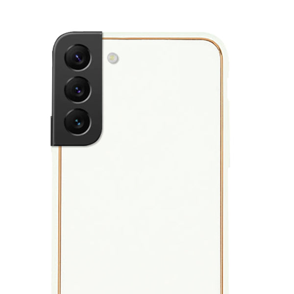 Leather Style White Gold Case Samsung S22