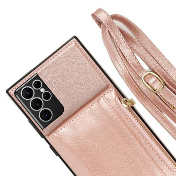 Crossbody Pouch Rose Gold Case Samsung S22 Ultra