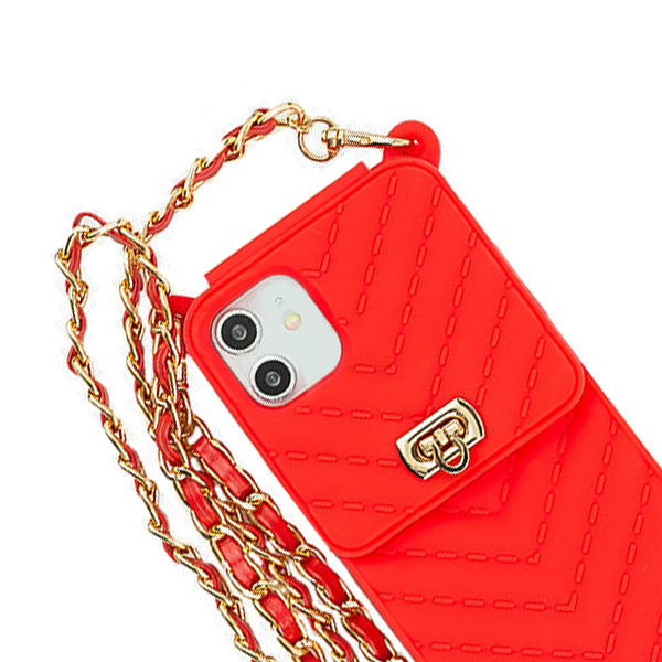 CrossBody Silicone Pouch Red Iphone 12 Mini