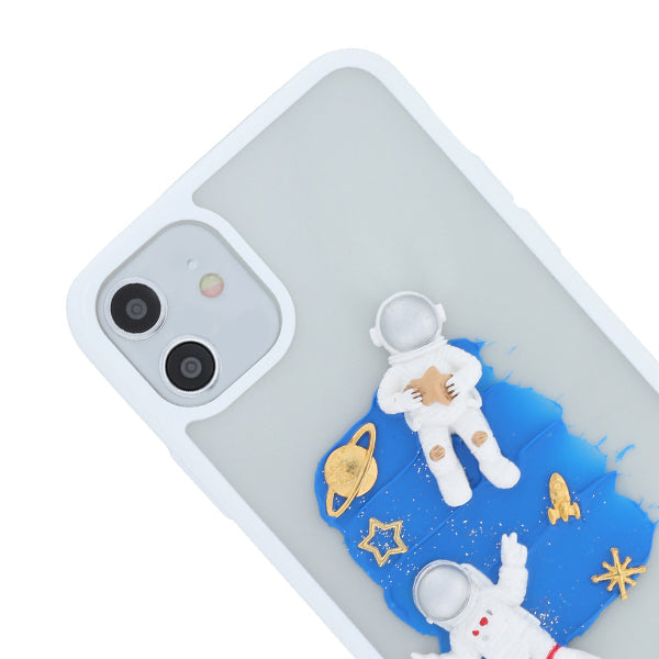 Astronauts 3d Sky White border Case Iphone 12 Mini