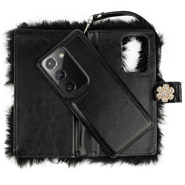 Fur Detachable Wallet Grey Samsung Note 20