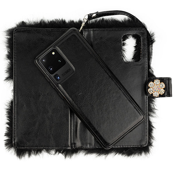 Fur Detachable Wallet Grey Samsung S20 Ultra