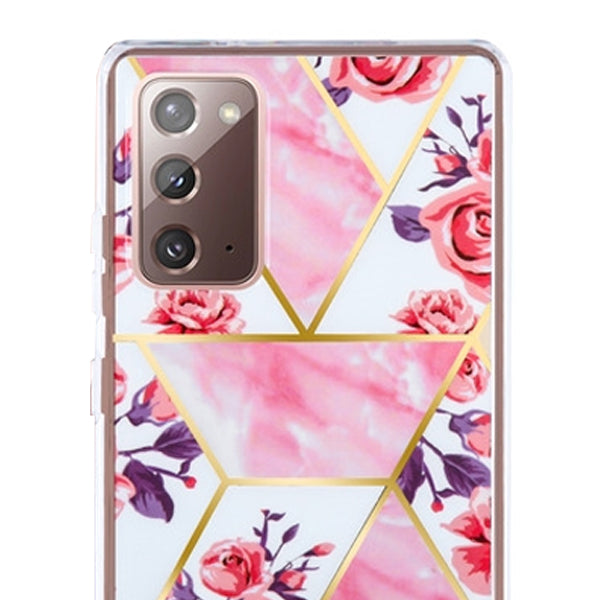 Marble Pink Flowers Hybrid Case Samsung Note 20