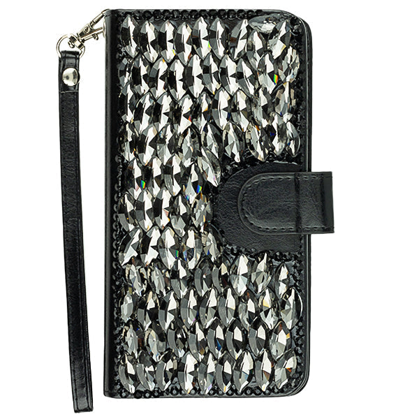 Handmade Bling Black Wallet Detachable Note 9