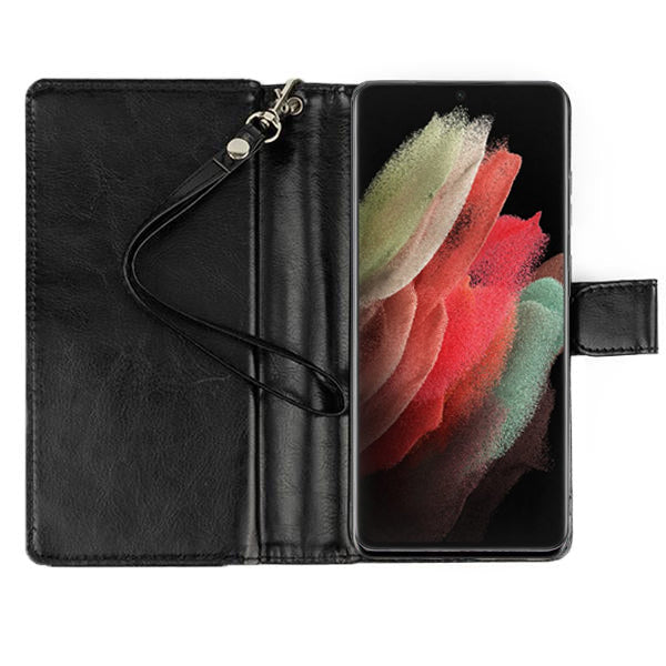 Detachable Black Wallet Samsung S22 Ultra