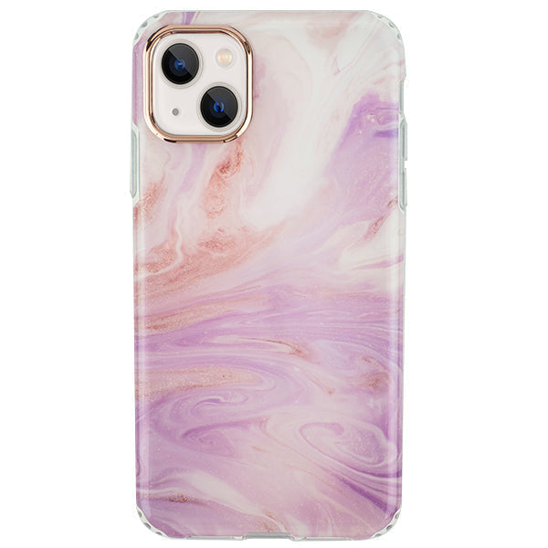 Marble Light Pink Swirl Rose Gold Trim Case Iphone 13 Mini