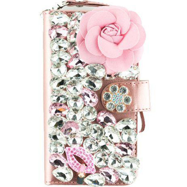 Handmade Pink Flower Bling Wallet Note 20