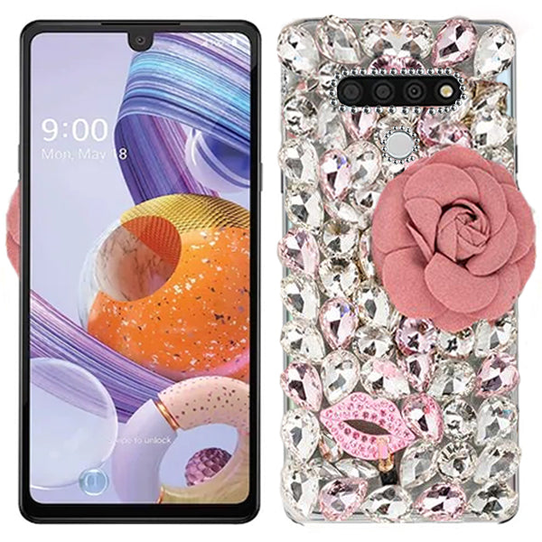 Handmade Bling Pink Flower Case LG Stylo 6