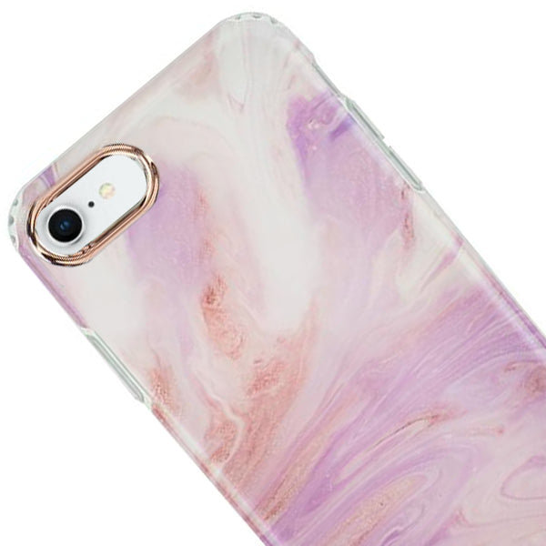 Marble Light Pink Swirl Rose Gold Trim Case Iphone 7/8 SE 2020