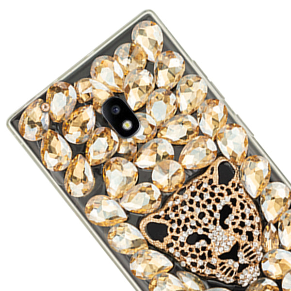 Handmade Cheetah Bling Gold Case Samsung J3 2018