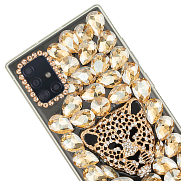 Handmade Cheetah Bling Gold Case Samsung A51