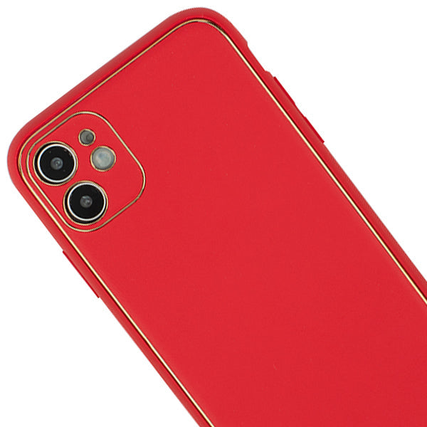 Leather Style Red Gold Case Iphone 11