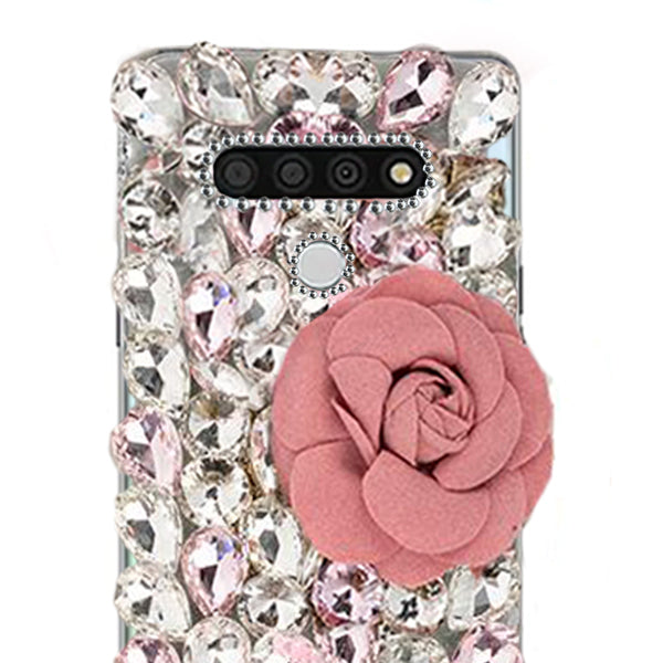 Handmade Bling Pink Flower Case LG Stylo 6