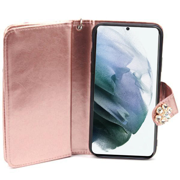 Handmade Detachable Bling Pink Flower Samsung S22