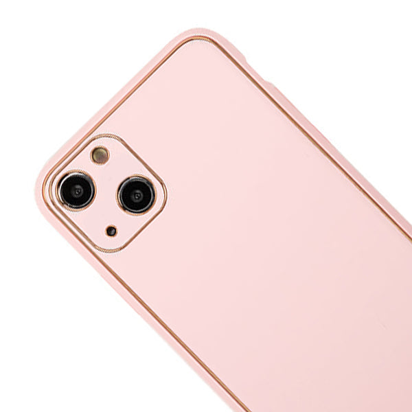 Leather Style Light Pink Gold Case IPhone 13