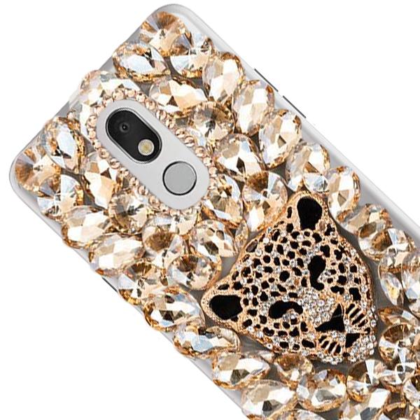 Handmade Cheetah Bling Gold Case LG Stylo 4