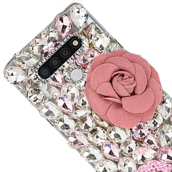 Handmade Bling Pink Flower Case LG Stylo 6