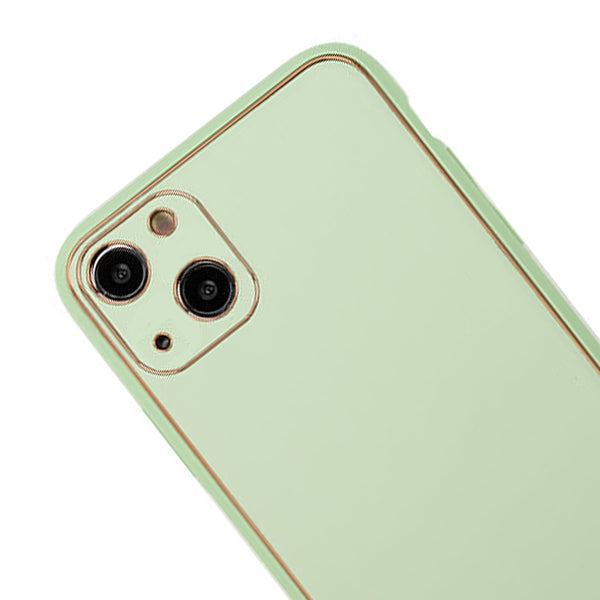 Leather Style Mint Green Gold Case IPhone 13