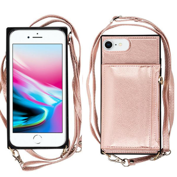 Crossbody Card Holder Rose Gold Case Iphone 7/8 SE 2020