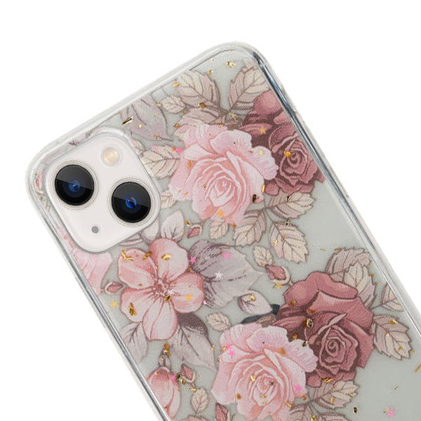 Flowers Gold Flakes Case IPhone 13