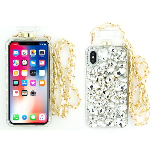 Handmade Silver Stone Bling Bottle Iphone X XS 10 - Bling Cases.com