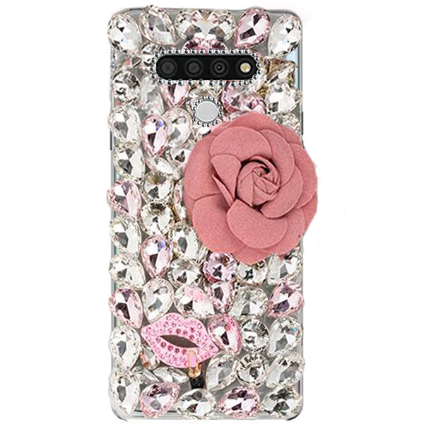 Handmade Bling Pink Flower Case LG Stylo 6