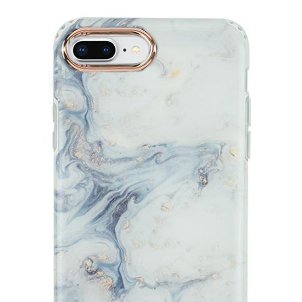 Marble Light Blue Swirl Rose Gold Trim Case Iphone 7/8 Plus