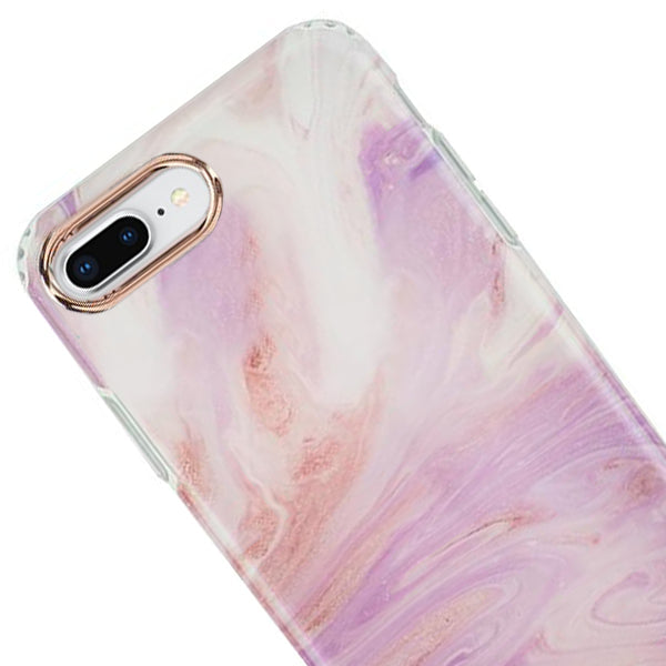 Marble Light Pink Swirl Rose Gold Trim Case Iphone 7/8 Plus