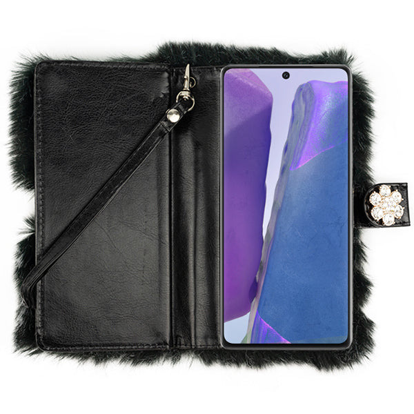 Fur Detachable Wallet Black Samsung Note 20