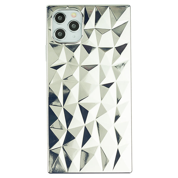 Square Box Triangle Tpu Skin Silver Chrome  Case Iphone 11 Pro