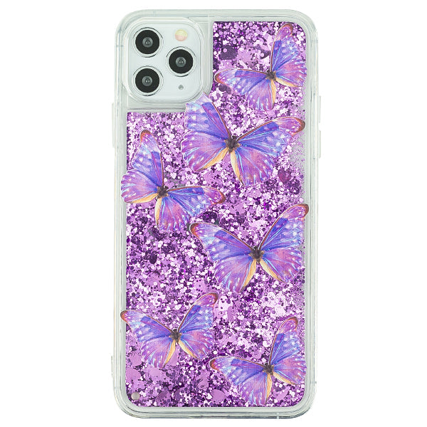 Butterflies Purple Liquid Case Iphone 11 Pro