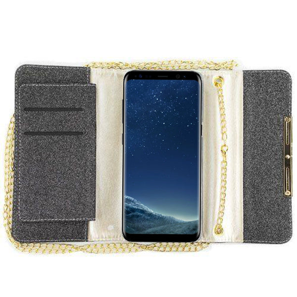 Glitter Detachable Purse Black S8 Plus