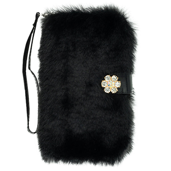 Fur Detachable Wallet Black Samsung S9 Plus