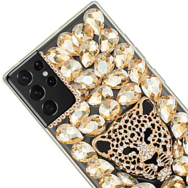 Handmade Cheetah Gold Bling Case Samsung S21 Ultra