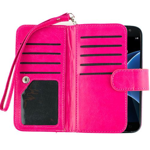 Detachable Hot Pink Wallet Samsung S7 - Bling Cases.com