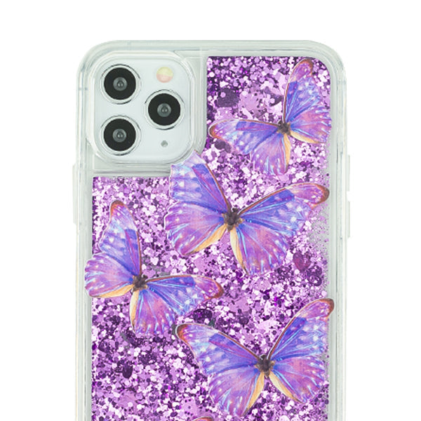 Butterflies Purple Liquid Case Iphone 13 Pro Max