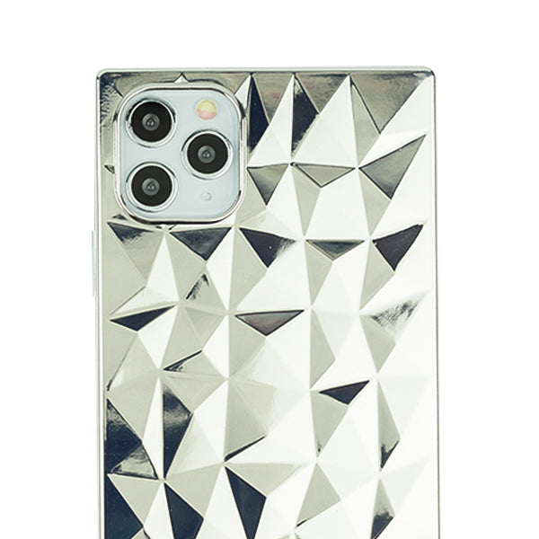 Square Box Triangle Tpu Skin Silver Chrome  Case Iphone 11 Pro