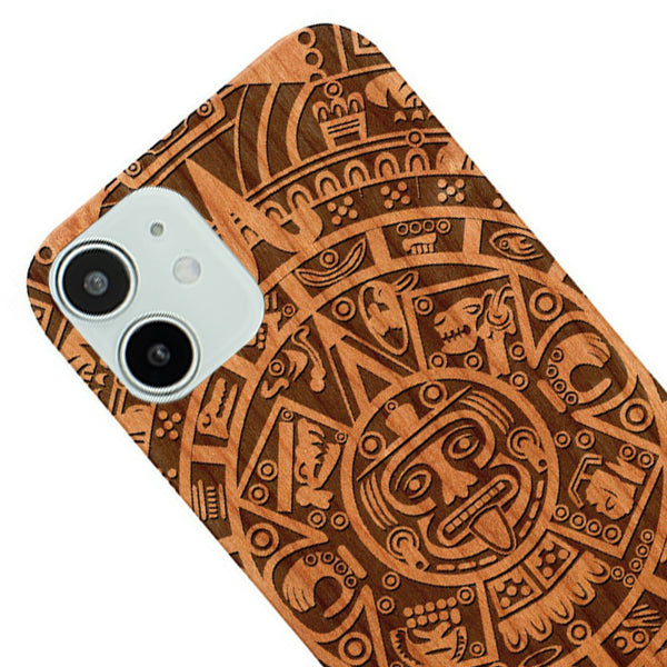 Mayan Calendar Aztec Wood Case Iphone 12 Mini