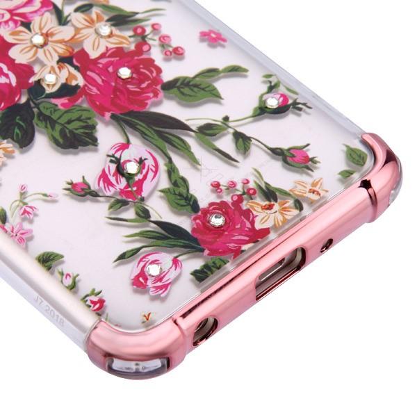 Flowers Bling Rose Gold Skin J7 2018 - Bling Cases.com