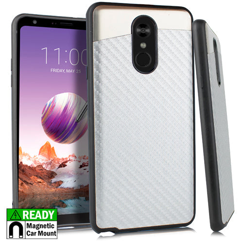 Slim Carbon Fiber Silver Case Lg Stylo 4 - Bling Cases.com