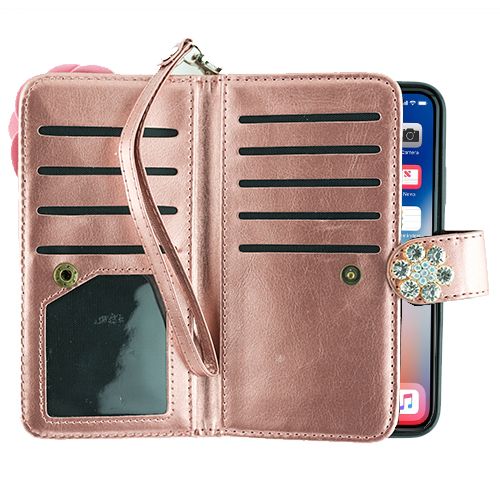 Handmade Pink Flower Bling Wallet Iphone XS MAX - Bling Cases.com