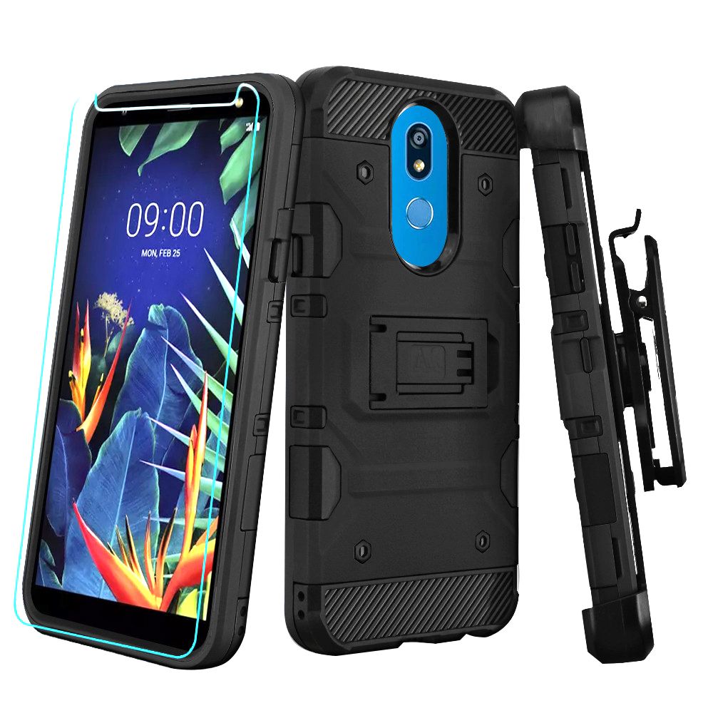 Military Grade Holster Case Black LG K40 - Bling Cases.com